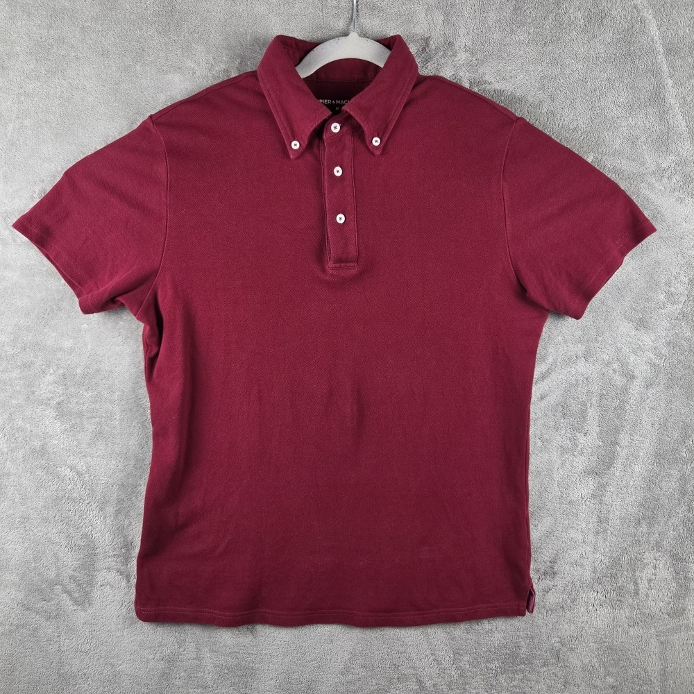 Spier & Mackay Polo Shirt Mens M Burgundy Cotton Knit Pique Short Sleeve Casual